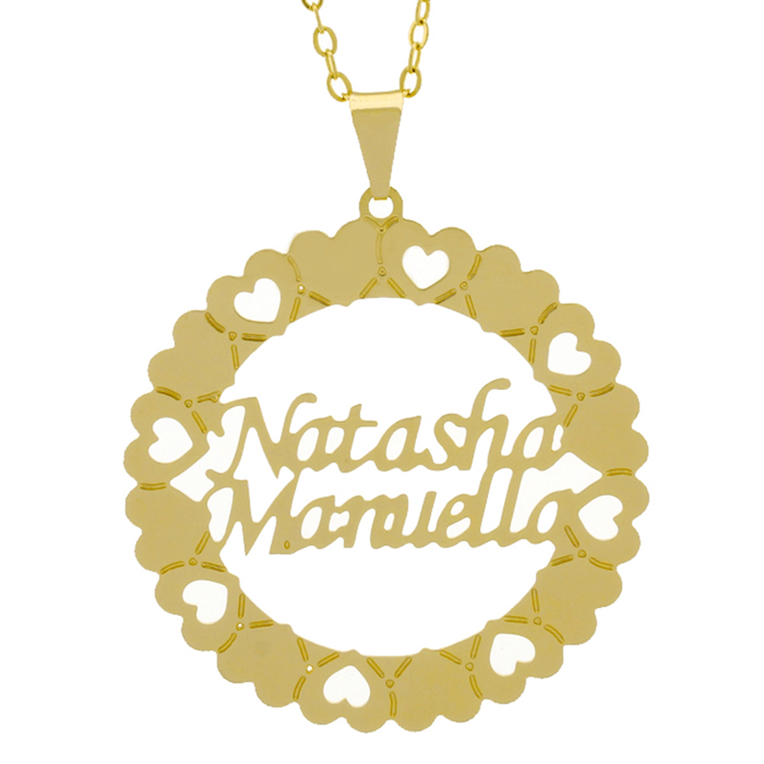 Gargantilha Pingente Mandala Manuscrito Nathasha Manuella Banho Ouro